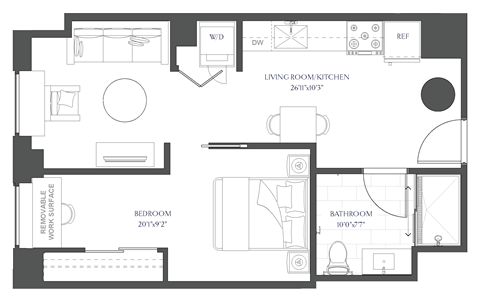 a floor plan of a residence with an open floor plan